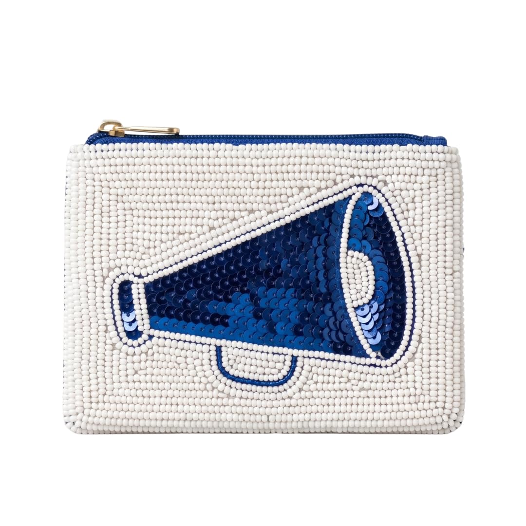 Blue Megaphone Beaded Coin Purse