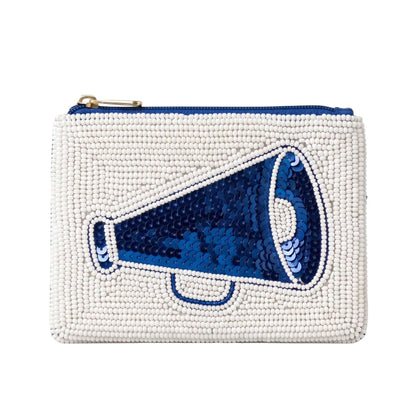 Blue Megaphone Beaded Coin Purse