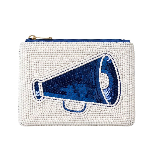 Blue Megaphone Beaded Coin Purse