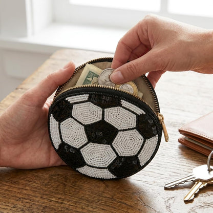 Soccer Ball Beaded Coin Purse