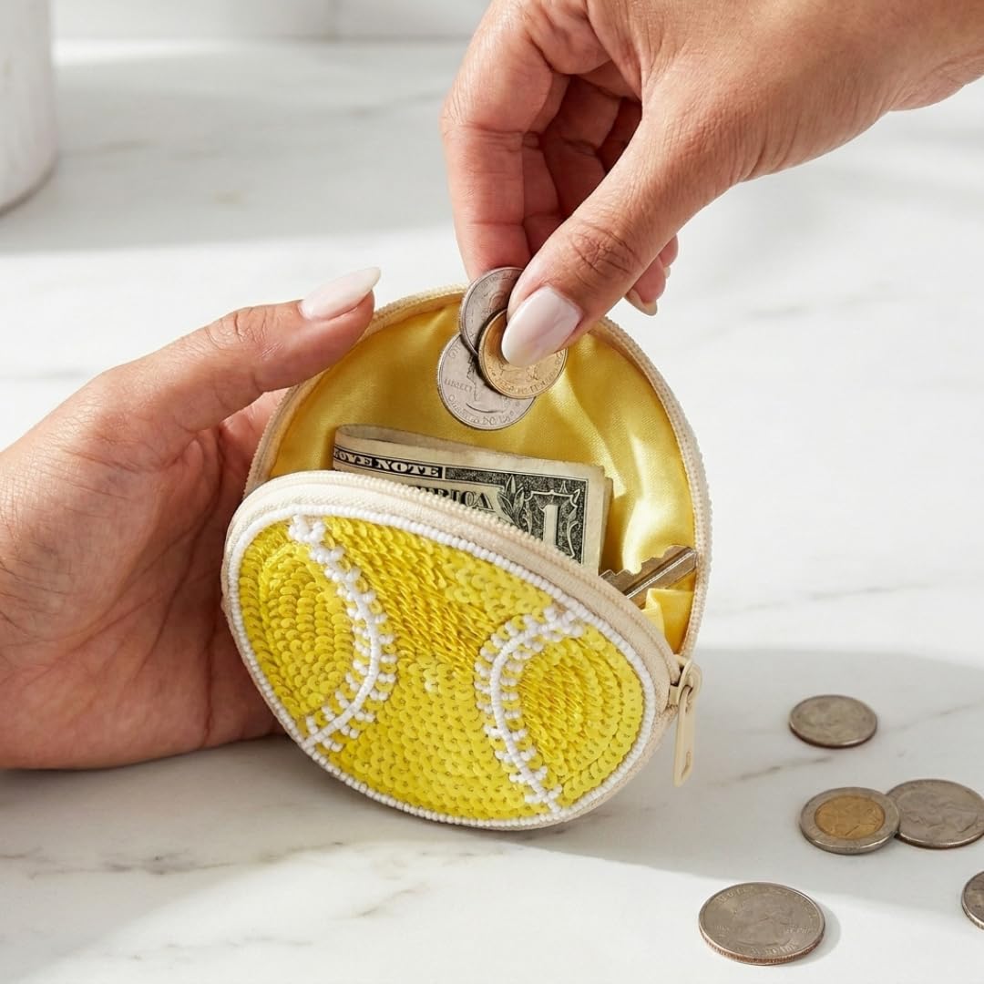 Baseball Beaded Coin Purse