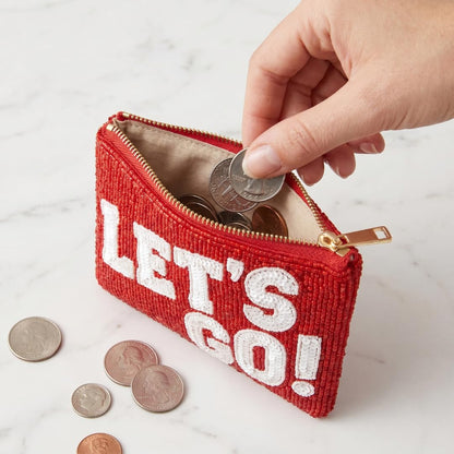 Red Lets Go Beaded Coin Purse