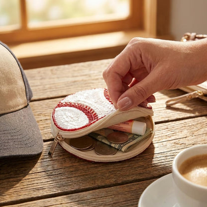Baseball Beaded Coin Purse