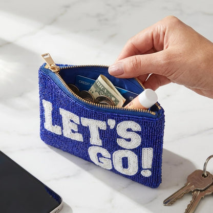 Blue Lets Go Beaded Coin Purse
