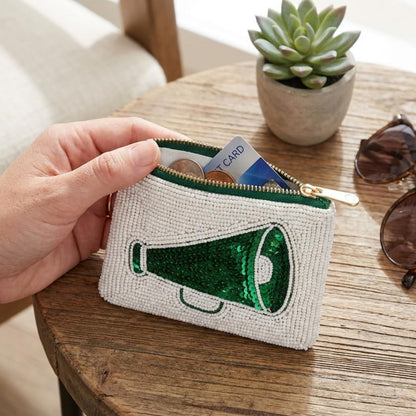 Green Megaphone Beaded Coin Purse