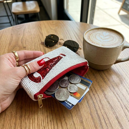 Red Megaphone Beaded Coin Purse