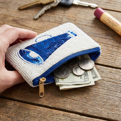Blue Megaphone Beaded Coin Purse