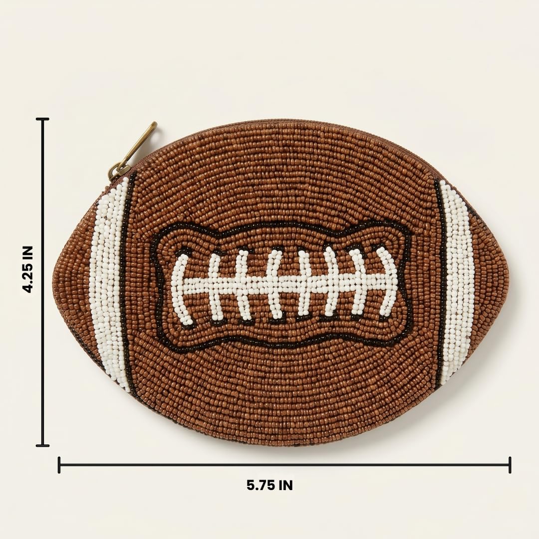 Football Beaded Coin Purse