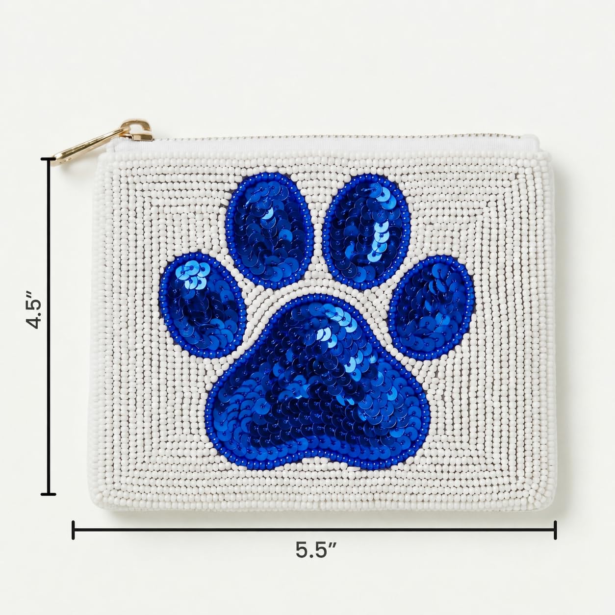 Blue Paw Print Beaded Coin Purse