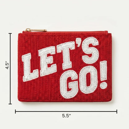 Red Lets Go Beaded Coin Purse
