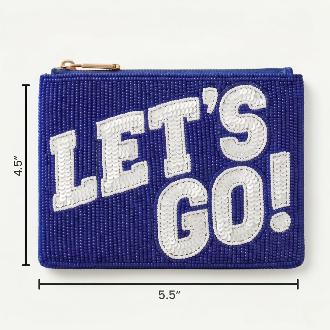 Blue Lets Go Beaded Coin Purse