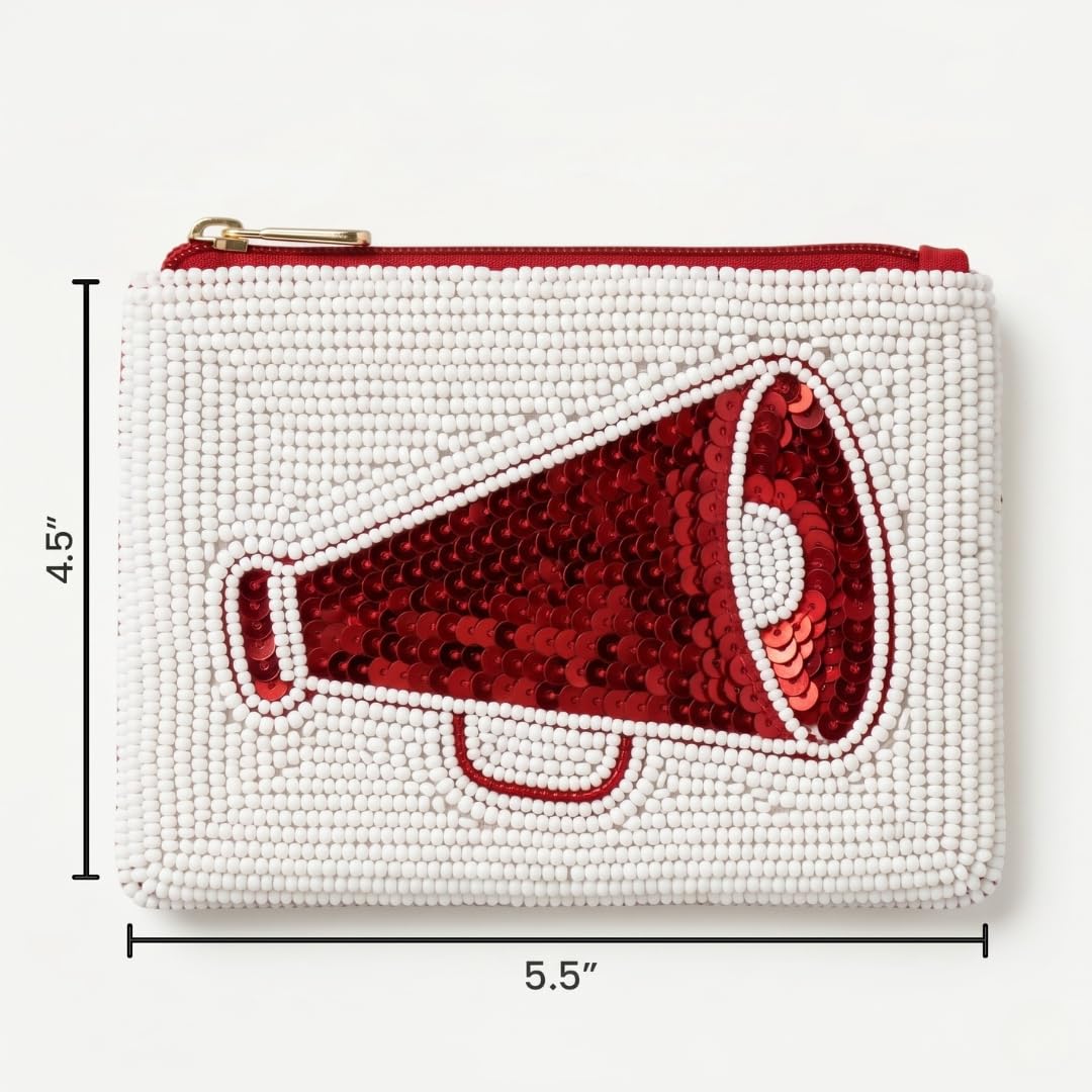 Red Megaphone Beaded Coin Purse
