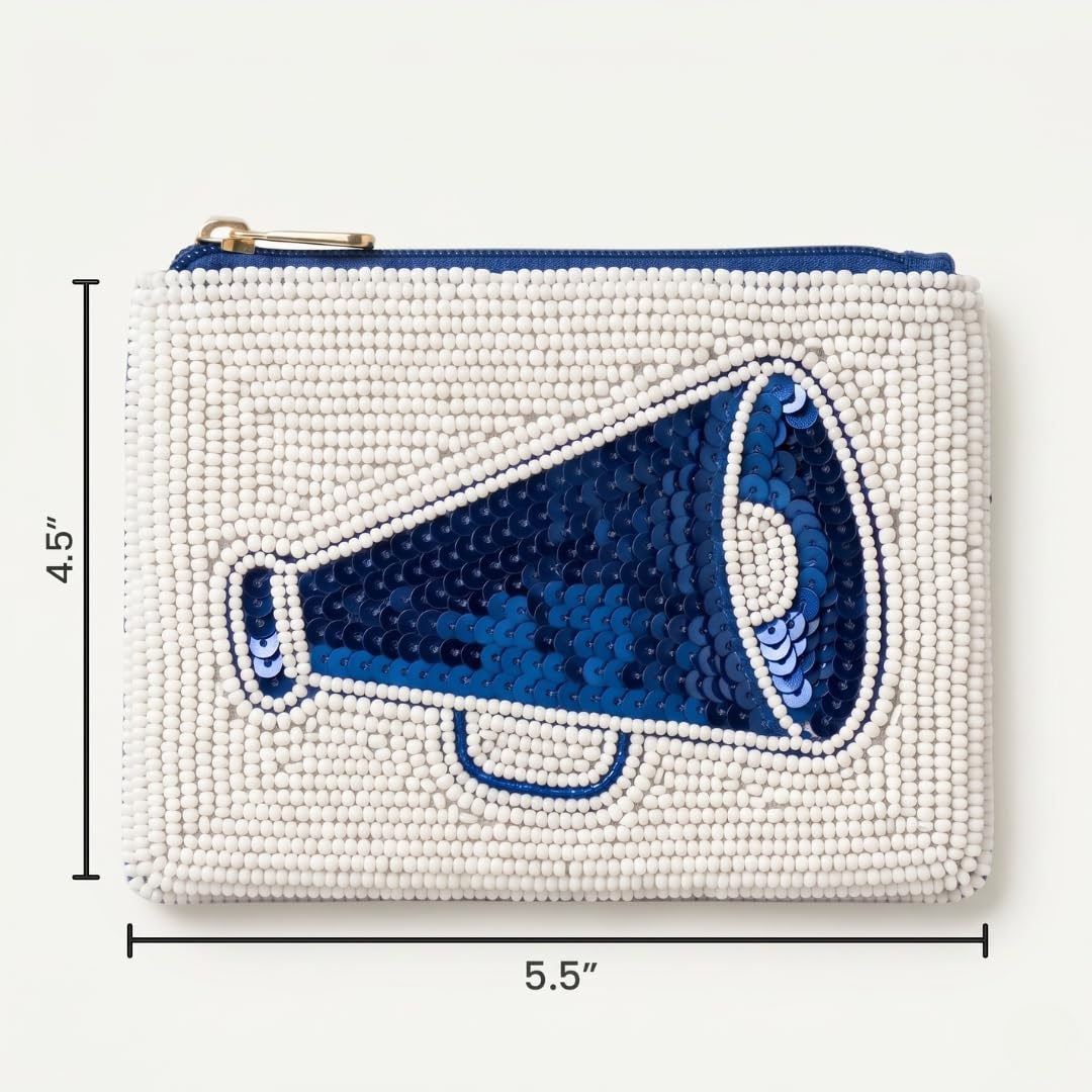 Blue Megaphone Beaded Coin Purse
