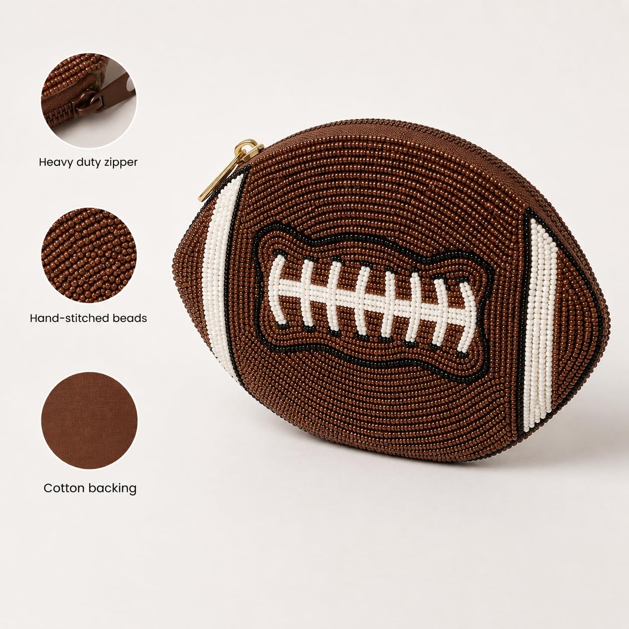 Football Beaded Coin Purse