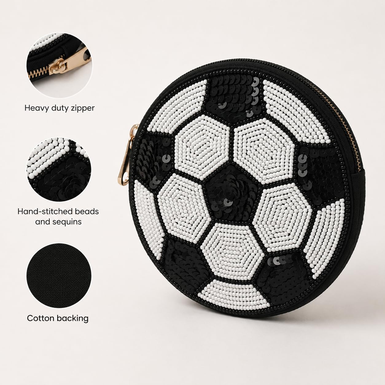 Soccer Ball Beaded Coin Purse