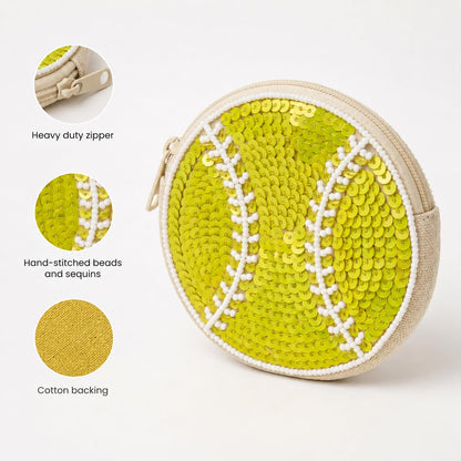 Baseball Beaded Coin Purse