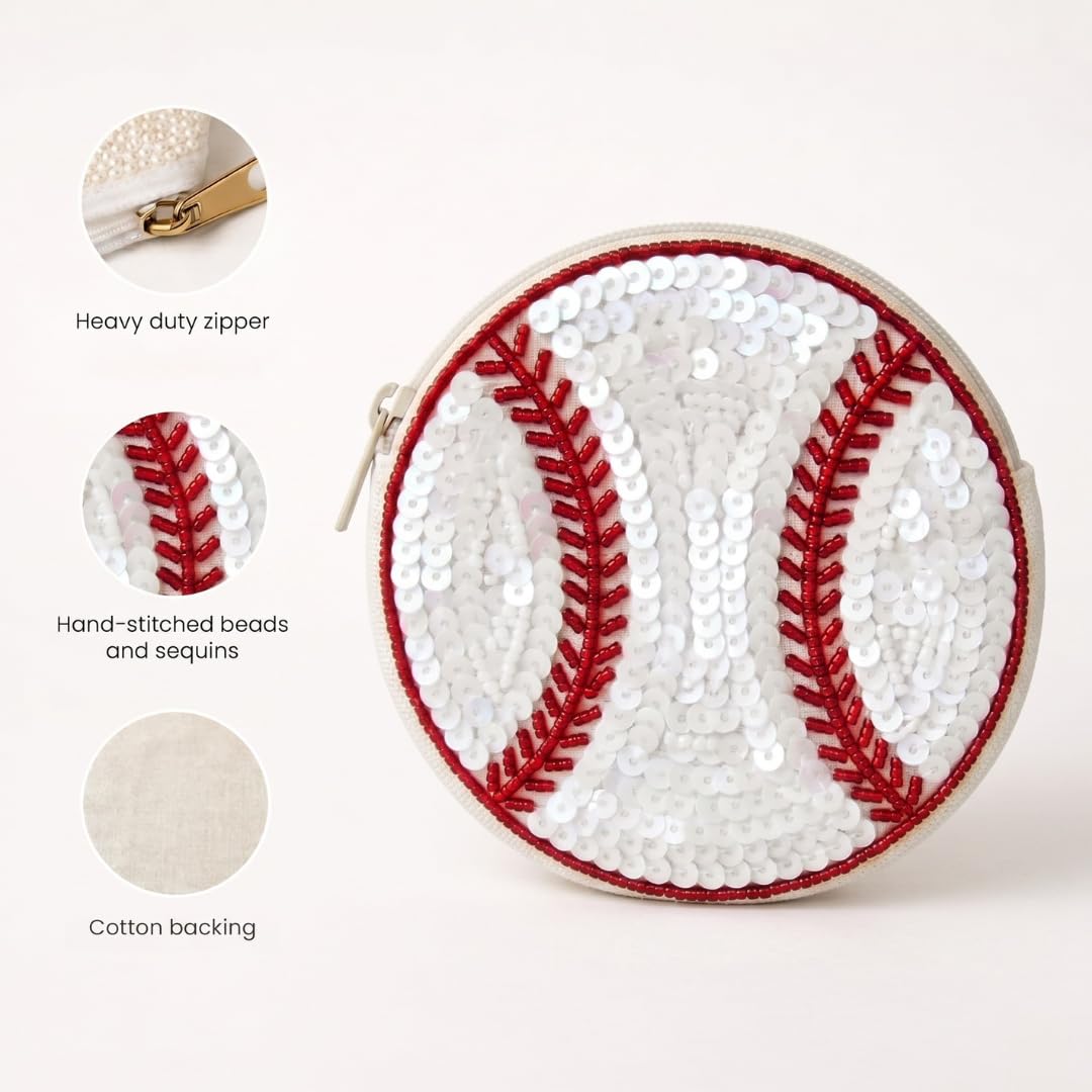 Baseball Beaded Coin Purse