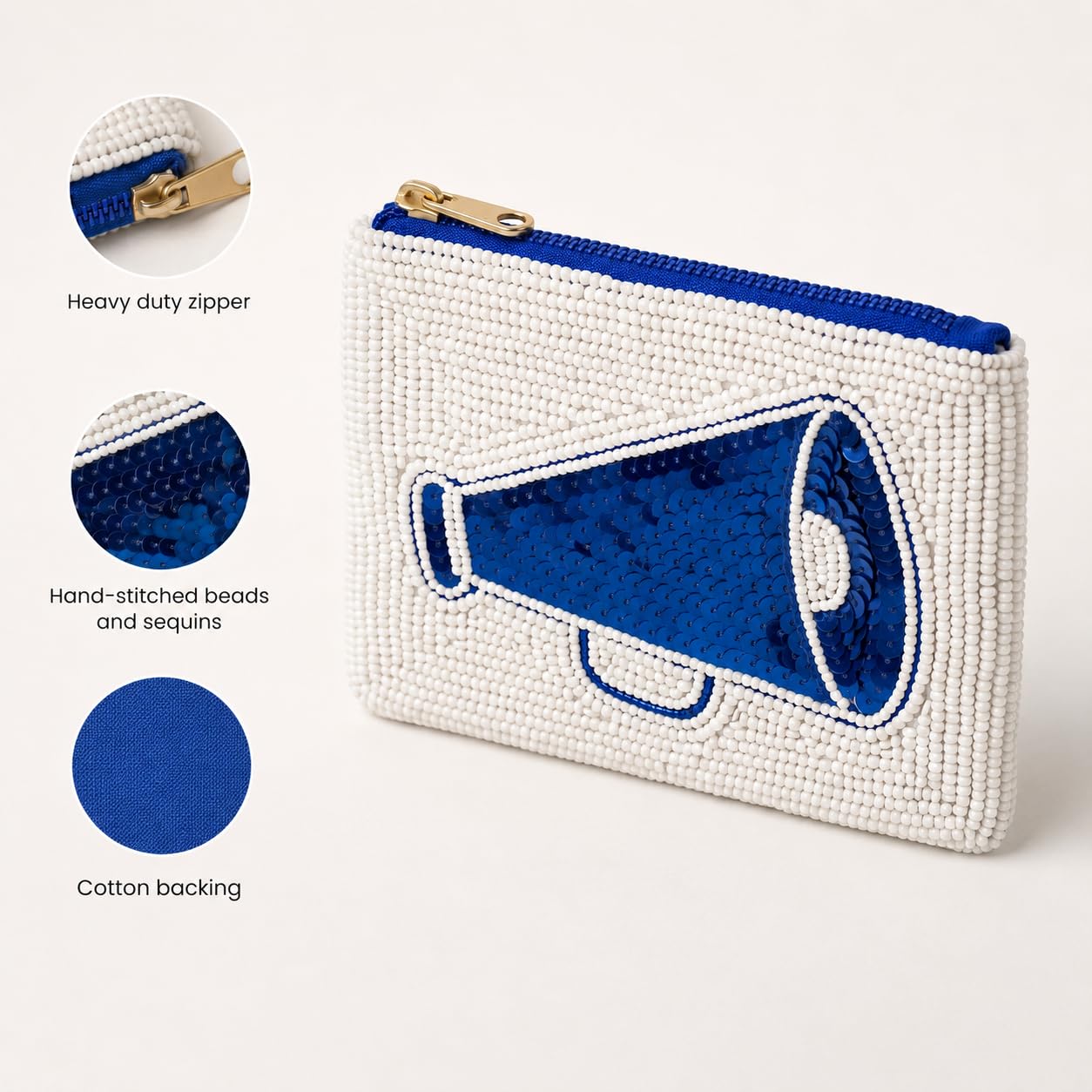 Blue Megaphone Beaded Coin Purse