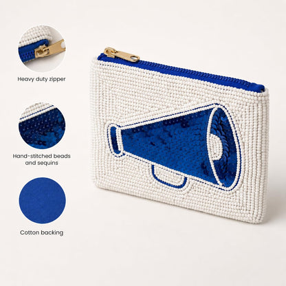 Blue Megaphone Beaded Coin Purse