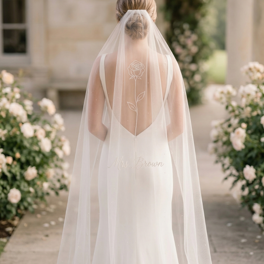 Rose Embroidered Custom Veil