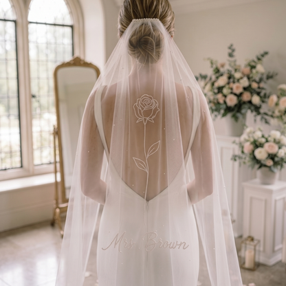Rose Embroidered Custom Veil