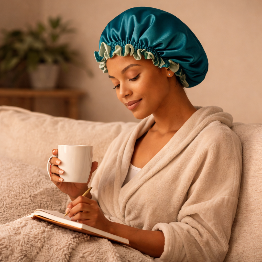 Teal Satin Bonnet
