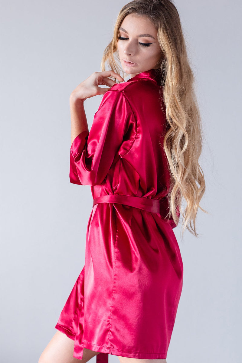 Burgundy personalized satin bridesmaid robe