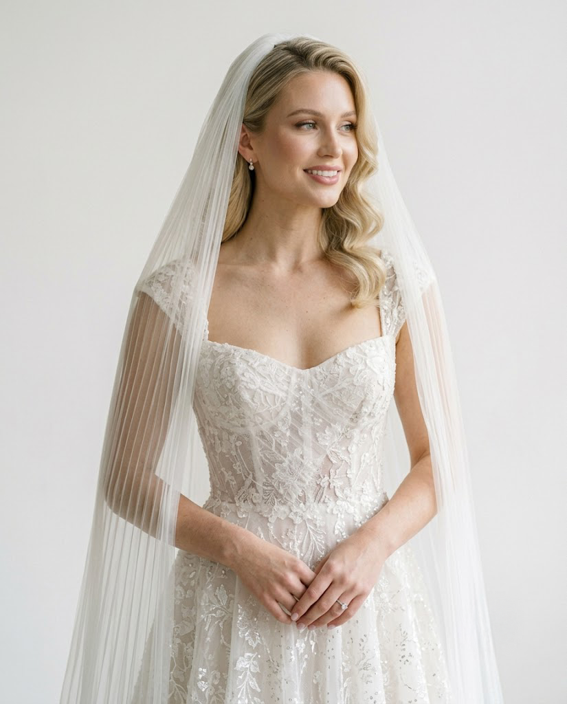 Pleated Bridal Veil