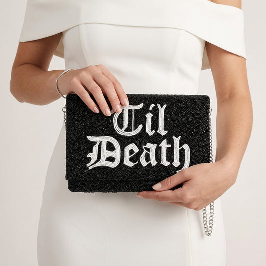 Gothic Beaded Canvas Clutch