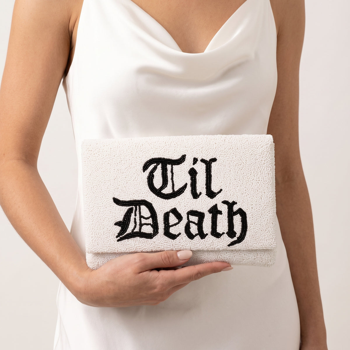 Gothic Beaded Canvas Clutch