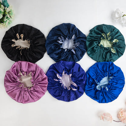 Navy Satin Bonnet