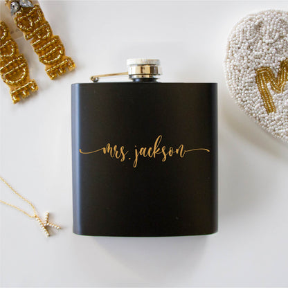 Mrs. (Last Name) Black Hip Flask