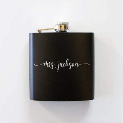 Mrs. (Last Name) Black Hip Flask