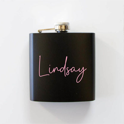 Custom Bridesmaid Black Hip Flask