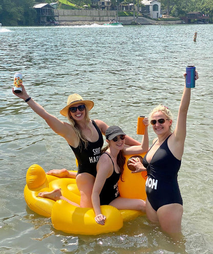 group picture wearing black swimsuit