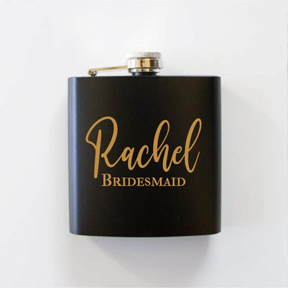 Custom Bridal Title Black Hip Flask image