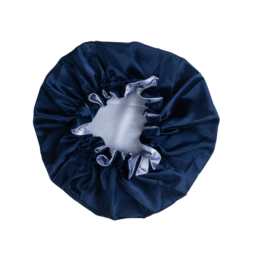 Navy Satin Bonnet