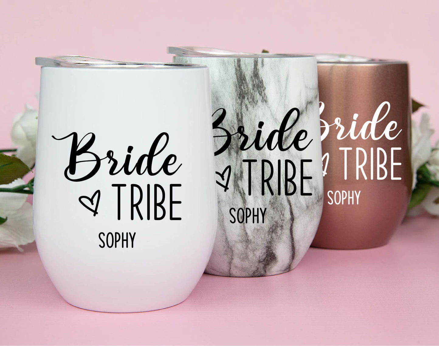 Bride Tribe Wine Tumblers With Name