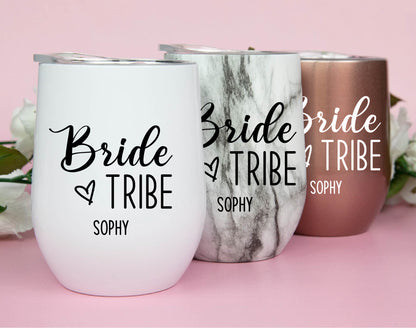 Bride Tribe Wine Tumblers With Name