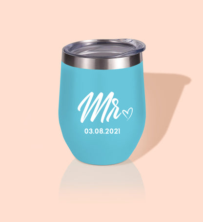 Cursive Style Mr. And Mrs. Wedding Wine Tumblers