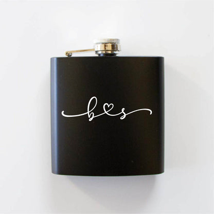Custom Initials Black Hip Flask