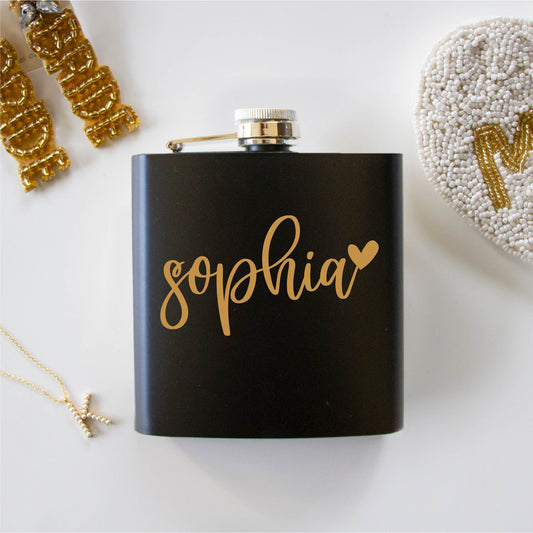 Customized Bridal Black Hip Flask