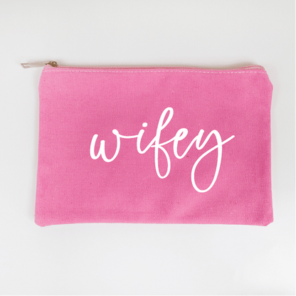 Cursive Wifey Bridal Makeup Bag