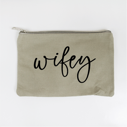Cursive Wifey Bridal Makeup Bag
