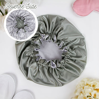 Dusty Blue & Steel Blue Satin Bonnet
