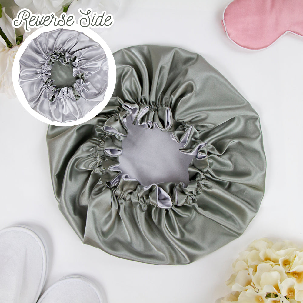Navy Satin Bonnet