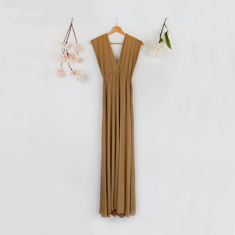 Brown Bridesmaid Wrap Dress