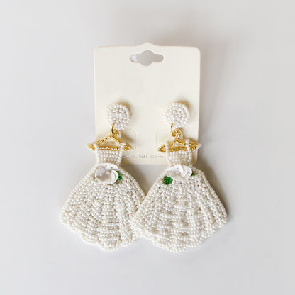 Wedding Dress Beaded Earrings