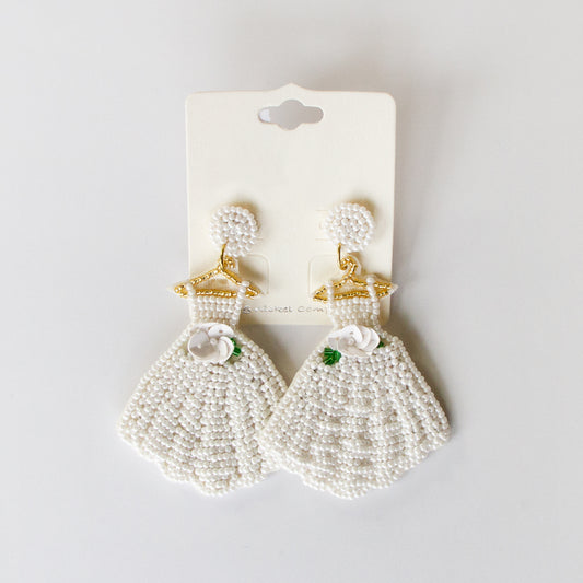 Wedding Dress Beaded Earrings
