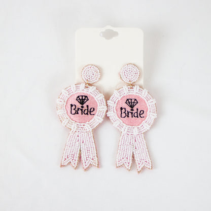 Pink Bride Ribbon Earrings